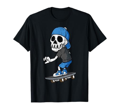 Skater Skelett Skateboard für Kinder T-Shirt