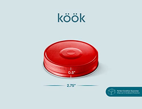 Kook Mason Jar Lids, Regular Mouth, For Standard Mouth Mason Jars, Leak Free, Airtight Silicone Seal, Made In Usa, Set Of 16, Red #TOP4