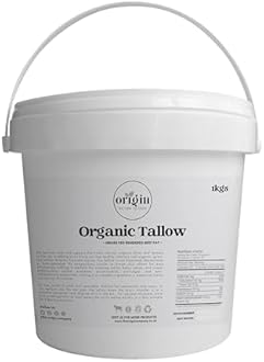 Origin Organic Grassfed Beef Tallow | Certified Premium Quality | Beef Fat Drippings | Food & Skin Grade | Multiple Uses | British Farms (2.5kg)