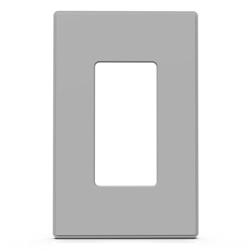 Image of ELEGRP 1-Gang Screwless Decorative Wall Plates, Mid-Size Unbreakable Thermoplastic Faceplate Cover for Decorator Receptacle Outlet Switch, UL Listed (1 Pack, Gray)