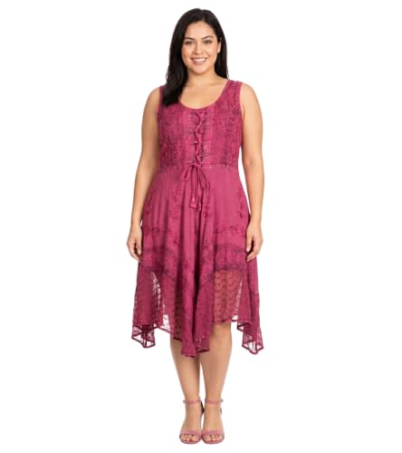 Image of Sakkas Magdilena Stonewashed Corset Front Embroidered Dress
