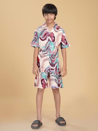 Image of Ninos Dreams Boys Cotton Rayon Halfsleeves Coord Set with Shirt & Shorts /Boys Vacation wear /boys co ord set /Boys Tropical print Shirt & Shorts set /Boys Clothing Set