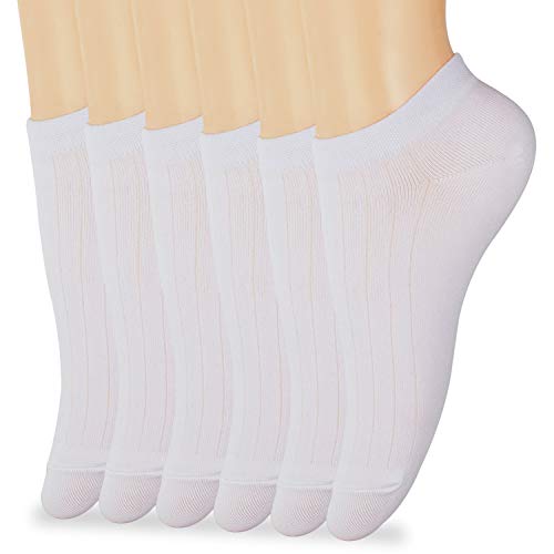Women s Low Cut Socks,Ankle No Show Athletic Short Cotton Casual Socks (White-6 Pairs, Large)