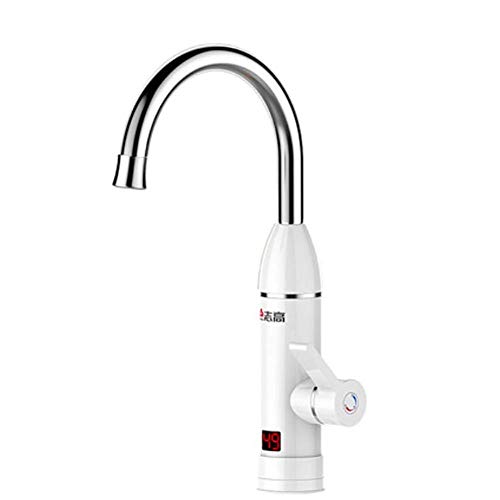 Preisvergleich Produktbild TRNMC Elektrischer Wasserhahn Instant-Warmwasser-Heizung Moderne Küche Kleinen Einzigen Griff 360 Grad rotierenden elektrischen Wasserkocher LED Digitalanzeige 3000W / 200V (weiß)