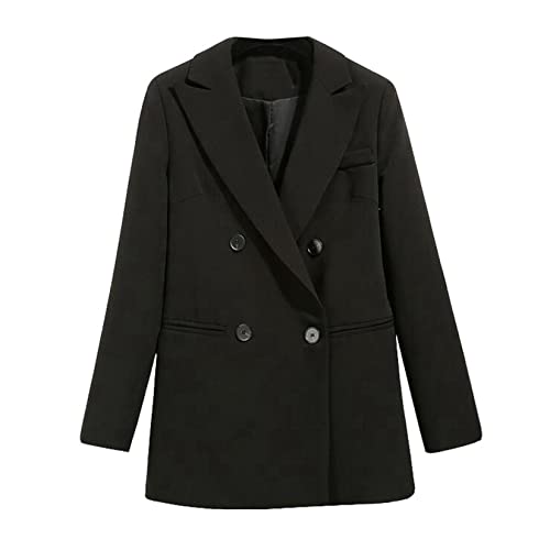 Jaqueta Feminina De Ternos, Botão Solto Blazers De Tamanho Grande Com Bolsos, Casaco Para Inverno