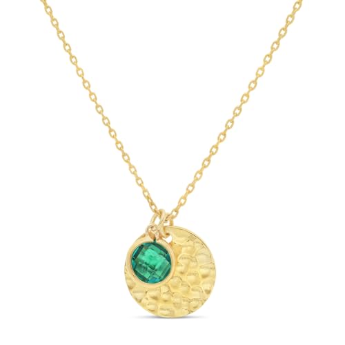 Collier personnalisé médaille martelée plaqué or et pierre fine