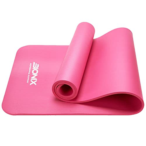 Bionix Premium Printed Travel Yoga Exercise Mat w/Carry Straps, Thick NBR Foam, Non-Slip Anti Skid Surface, Perfect for Pilates Gymnastics Fitness Workout Home Gym Training Equipment, for Men & Women