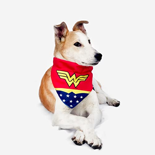 Image of That Dog In Tuxedo Tdit X�Dc Wonder Woman Reversible Dog Bandana With Adjustable Dog Collar (Size Small), Multicolor
