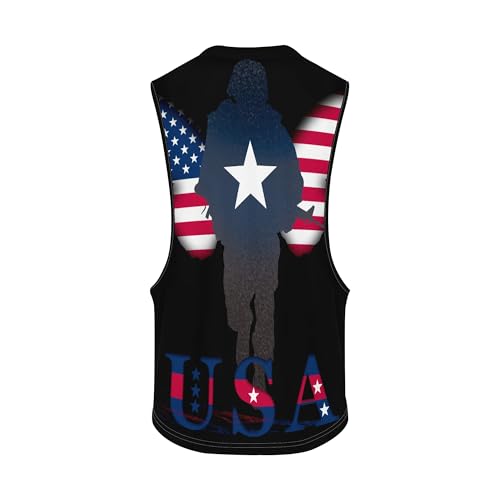 Image of Zhyaj Summer Tanks Top for Men Flag Graphic Print Sleeveless Shirts Casual Working Out Vest T-Shirts Loose-Fit Men's Tank