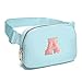 Gitus Gifts for 7 8 9 10 11 Year Old Girls Belt Bag Fanny Pack Crossbody Bags with Initial Letter Patch Birthday Gifts for Daughter Sister Friends Teen girls (Icing Blue-A)