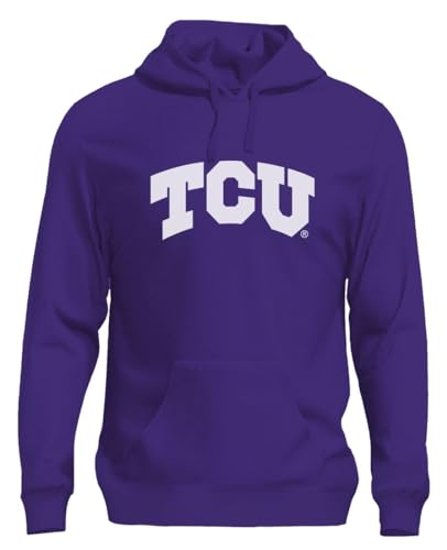 Venley NCAA Officially Licensed Apparel Texas Christian University Horned Frogs Apparel Unisex Logo Hoodie TCU01H Purple Large