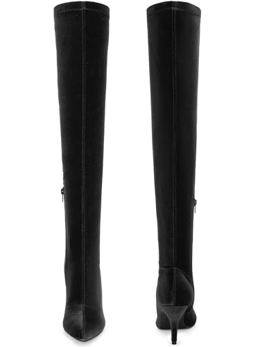 Perphy Faux Velvet Pointed Toe Stiletto Heels Over the Knee High Boots for Women2