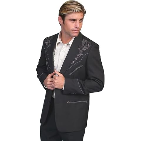 Scully Men's Floral Embroidery Western Jacket - P-733 CHRCL 46 REG Cover