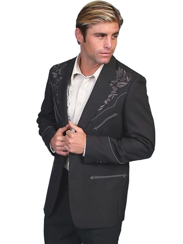 Scully Black Button Front Men's Blazer P-733