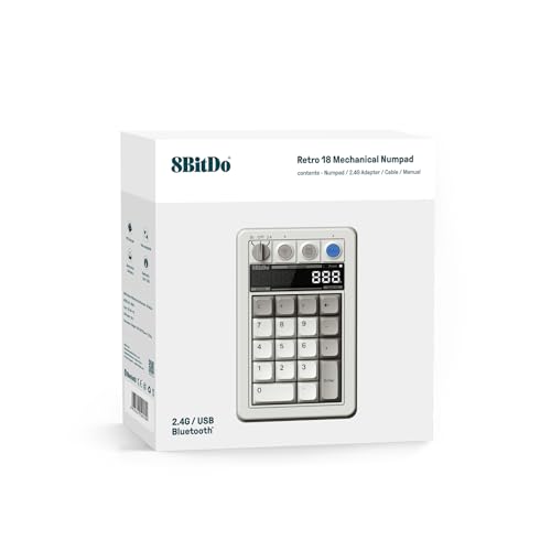 Image of 8BitDo Retro 18 Mechanical Numpad, Support Calculator Mode, Bluetooth /2.4G /Wired Tempad for Windows and Android - (M)