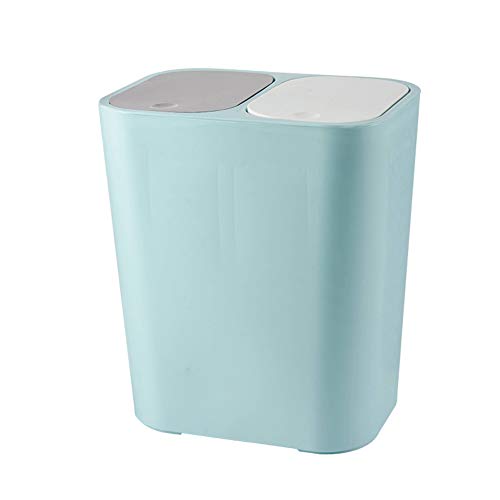 XEMQENER Recycling Bins Dry and Wet Separation Trash Can with Two Compartment Bin Small Rubbish Bin with Lids Push Recycling Bin for Kitchen, Bathroom, Living Room