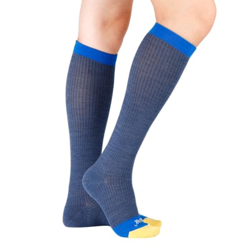 Image of JAVIE Merino Wool Jumbo Dots Compression Socks with Seamless Toe, Knee High Stockings for Women & Men (15-20mmHg)