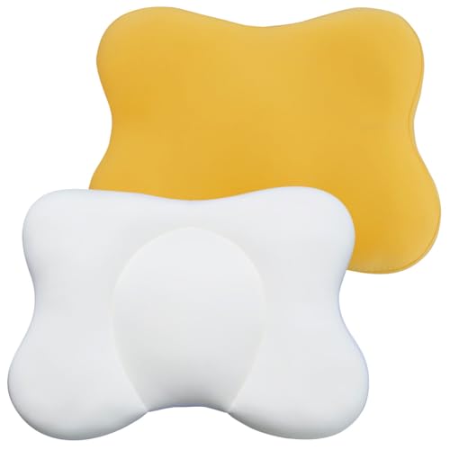 (じぶんまくら)TeFTeF てふてふ 枕 ビーズ ウレタン わた 3種の中材 カラフル カバー付属 (イエロー)