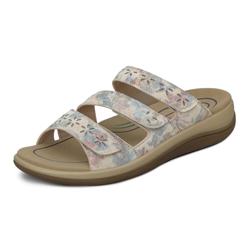 Image of Orthofeet Women's Orthopedic Sahara Adjustable Three-Strap Slide Sandal