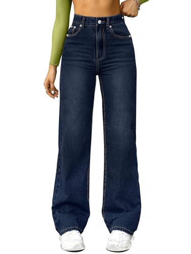 FUNUCA Straight Leg Jeans for Women,High Waisted Wide Leg Loose