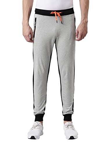 Image of F A S O Men's Super Combed Cotton Joggers | Color Block Design | Comfort Fit | Drawstring | Casual, Gym & Lounge Wear