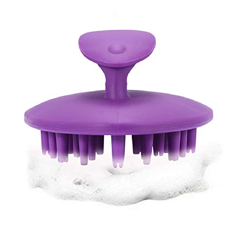 GCGORIH Hair Scalp Massager Brush,Silicone Scalp Shampoo Brush Scalp Scrubber Shower Scalp Brush Cleaning Dandruff Brush for Men Women Kids Pets Curly Wave Also All Types of Hairs (Purple)