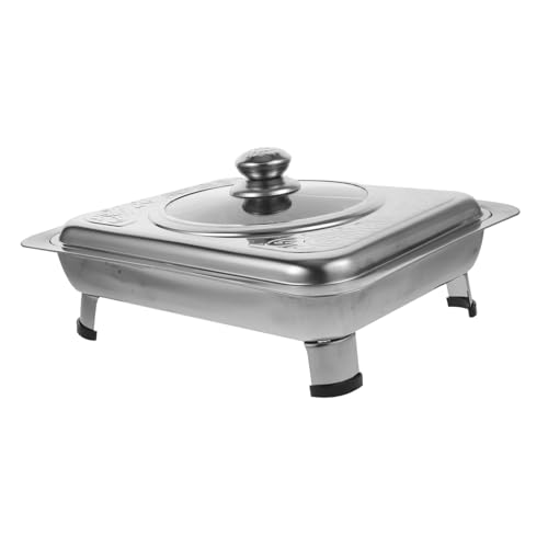 KICHOUSE Stainless Steel Serving Tray Lid Long Rectangle Buffet Plate Catering Buffet Food Holder Kitchen Food Holder