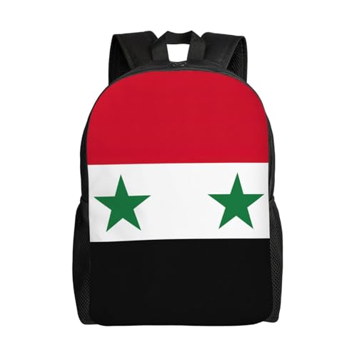 GUOLGP Mochila impermeable de gran capacidad con estampado de bandera de la República Árabe Siria para hombres y mujeres, elegante, trabajo, senderismo, al aire libre