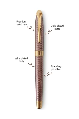 Image of Personalized Name Engraved Ball Pen | Stainless Steel Premium Blue Pen | Custom Name Pen for Gift,Corporate Gift | Smooth Writing Refillable Ballpoint Pen for Men Women (Rose Gold Brown)