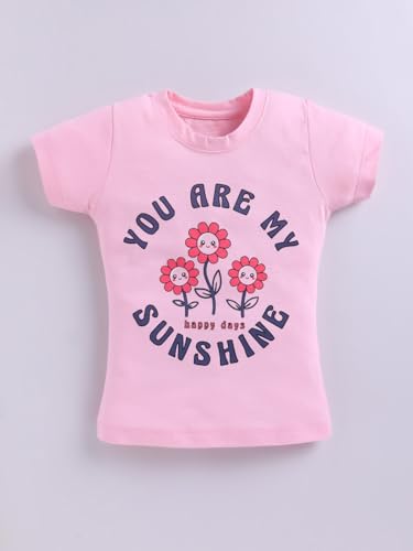 Image of Amazon Brand - Jam & Honey Girls Cotton Graphic Printed Half Sleeves T-Shirt | Regular Fit | Soft & Breathable | Age 2-8 Years (Available in Pack of 5 & Pack of 3)
