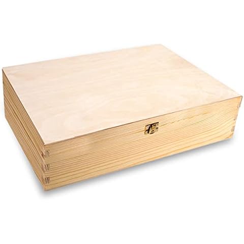 Holzbox mit Deckel Holzkiste Aufbewahrungsbox Deko 40 x 30 x 10 cm Holz-Kiste Naturholz Box Erinnerungsbox Cover