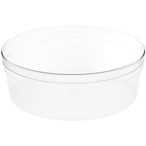 Pioneer Plastics 183C Clear Round Plastic Container with Frosted Bottom, 6.875