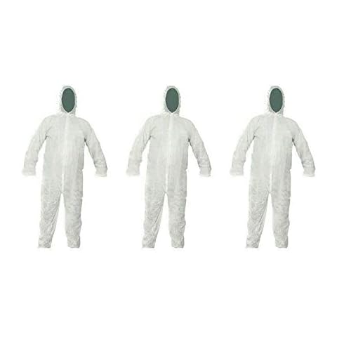 Bahob® 3 Pack Protective Disposable Overall Paper Boiler Suit Coveralls Protection Suit Elasticated hood, Cuffs and Ankles (3) Cover