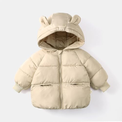 Toddler Boy Girls Quilted Lightweight Jacket with Bear Ear Packable Puffer Coat Zip Up Hooded Outerwear Warm Jackets3