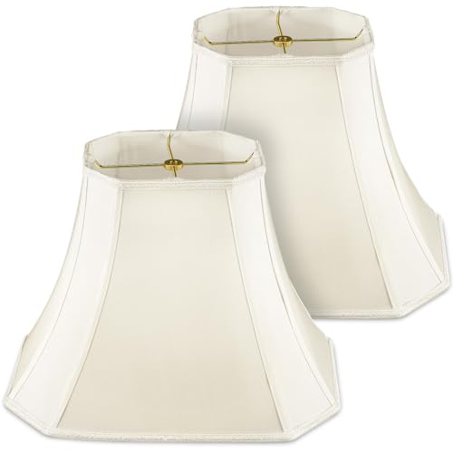 Image of Glooglitter Set of 2 Bell Lamp Shade 6.25 inch x 8 inch Top 11 inch x 16 inch Bottom 12 inch High (Spider) Rectangle Cut Square Replacement Vintage Silk Lampshade for Table Floor Living Room Bedroom (White)