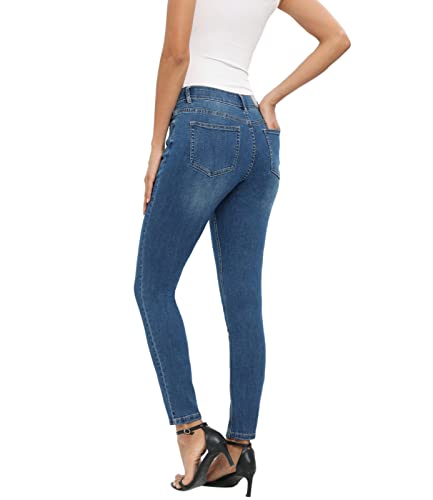 Methera Women's Le Mel Classic Mid Rise Stretch Skinny Shaping Jegging Denim Jeans (10, Blue Rose) #TOP1