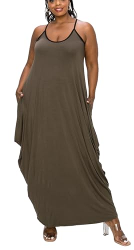 Image of BFFBABY Women's Casual Maxi Dress Sleeveless Tie Dye Spaghetti Strap Summer Plus Size Swing Sundress with Pockets