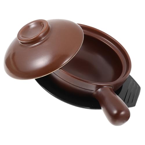 EPIGEIST Olla de Cerámica para Cocinar 19 Cm Asa y Bandeja, Resistente a Altas Temperaturas, Adecuado para Guisos y Sopas, Suministros de Cocina Domésticos, Cazuela Ergonómica para Uso