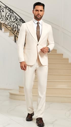 Mens Formal Suits 2 Piece Solid Suit Jacket Pants Set Slim Fit Peak Lapel Blazer Tuxedo Suits for Men Wedding Prom Suit3