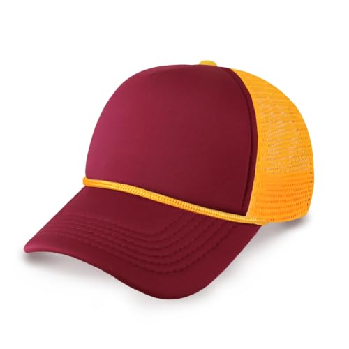 Image of CHOK.LIDS Classic Foam Trucker Hat Summer Mesh Rope Cap Solid Two Toned Blank Hat Mens Womens Adjustable Strap Light Weight