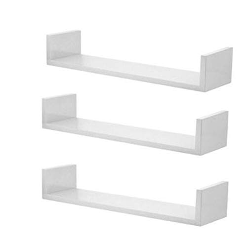 Kit 3 Prateleiras Nichos em U 60x25 MDF Branco com Suporte Flutua...