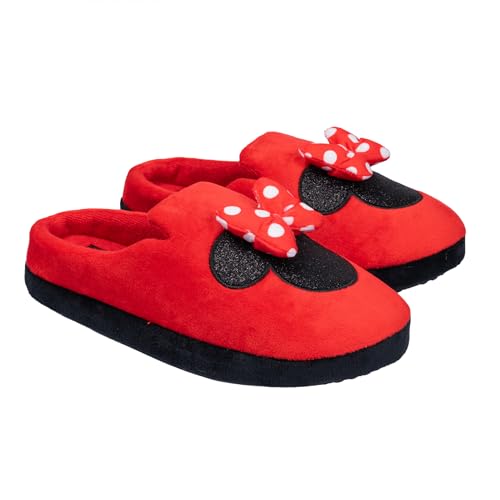 Ground Up Minnie Mouse Ladies Opera Slippers with 3D Bow (US Womens 9-10 US Footwear Size System Adult Women Numeric Range Medium 9 10)
