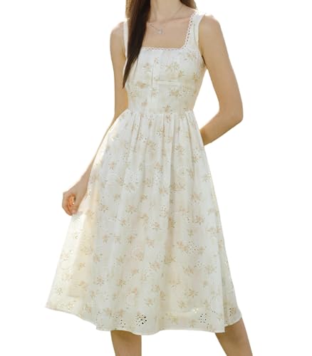 RIHOAS Women's Floral Midi Sundress Square Neck A Line Summer