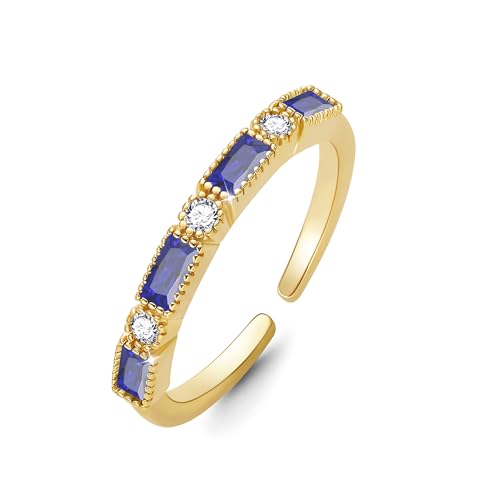 Nymerianoble Birthstone Rings for Women Non Tarnish Wedding Bands for Women Sister Birthday Gifts Women's Eternity RIngs Dainty Gemstone CZ Ring Valentine's Gift for Her Teen Gls Jewelry 09.