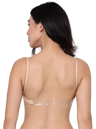 Image of Inner Sense Bra for Woman Made with Organic Cotton and Bamboo I Demi Cups Backless Bra for Woman with Removable Straps and Transparent Back I Non Padded Wire-Free Innerwear
