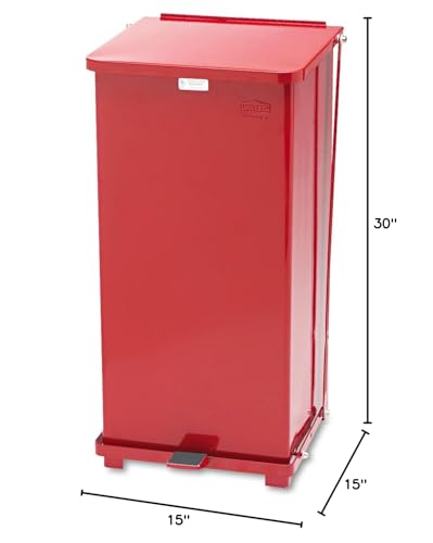 Caneca cuadrada de acero roja Rubbermaid 24 gal miniatura 6
