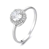 IXMLDAXD El anillo, Anillo de diamantes redondo cuatro garras, ideal como regalo for mujer(10)