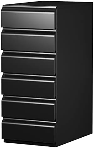 LISSIMO Metal Cabinet with 6 Drawers, Modern Dresser Chest Storage Cabinet with Metal Sliding Rail, 6-Layer Under Desk Storage Drawer for Living Room, Entryway,Office(Black)