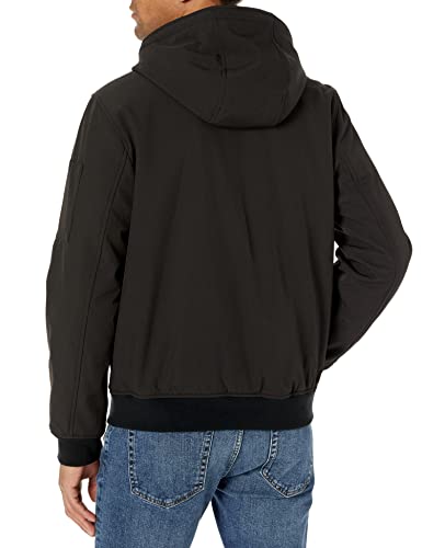 Image of Tommy Hilfiger Men's Soft Shell Fashion Bomber With Contrast Bib and Hood