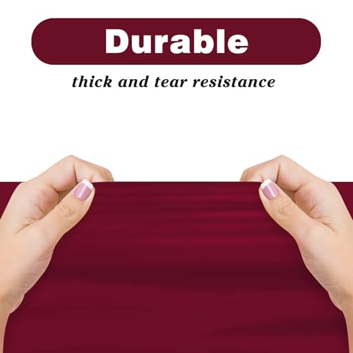 Image of Kopokita 6 Pack Burgundy Plastic Tablecloths Disposable 54 x 108 Inch | Rectangle Table Cloths, Party Table Covers for Birthday, Wedding, Valentines, Mothers Day, Christmas Decorations